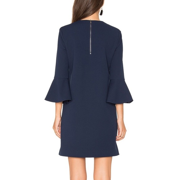 Tibi Bell Sleeve Sheath Dress Midnight Navy Blue Size 10 Office Career Cocktail - Picture 8 of 12